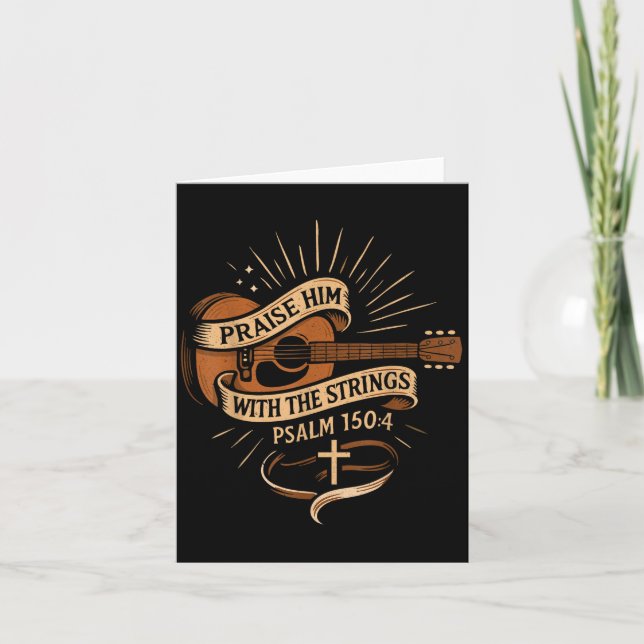 Tarjeta Alabarlo Con Las Cadenas De La Guitarra Acústica D (Anverso)
