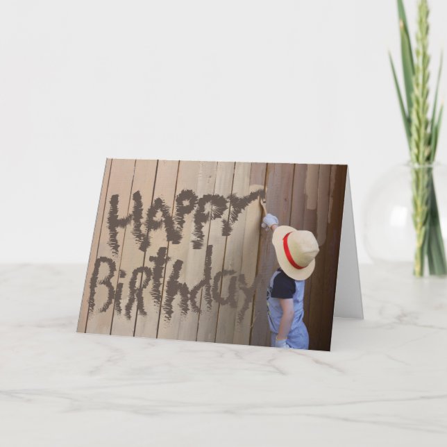 Tarjeta Alambre de pintura de Sunhat Boy Birthday (Anverso)