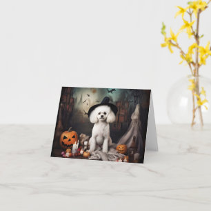 Tarjeta Alarma de Halloween de Bichon Frise Pumpkins