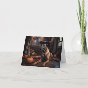 Tarjeta Alarma de Halloween en las calabazas de Malinois e