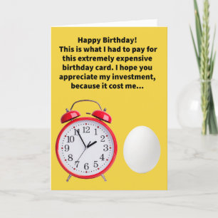 Tarjeta Alarma divertida de Pun y cumpleaños feliz de huev