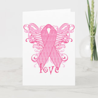 Tarjeta Alas de amor de cinta rosada