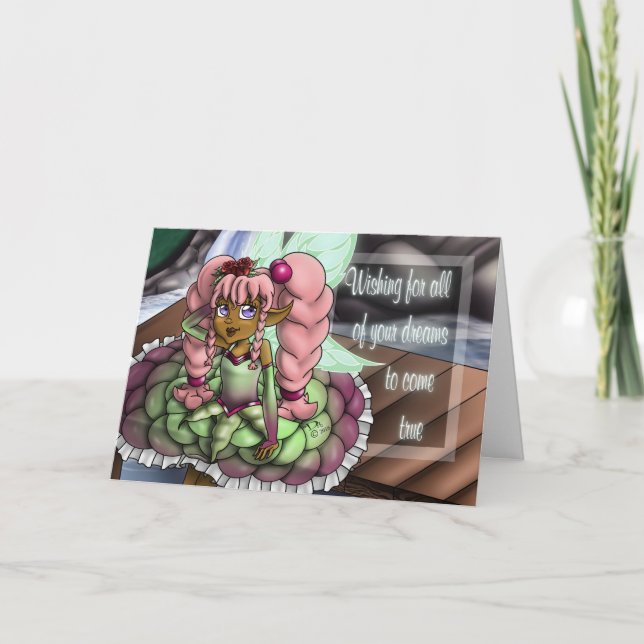 Tarjeta Alas de mariposa de hadas afroamericanas cumpleaño (Anverso)