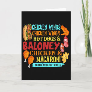 Tarjeta Alas de Pollo Hot Dogs Y Pollo Loney Y Macarrones