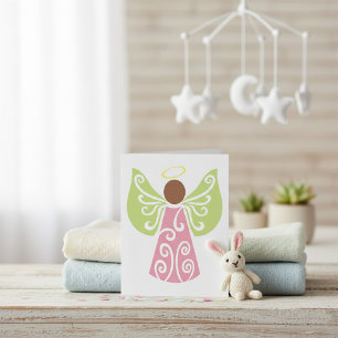 Tarjeta Alas De Swirl Verde Ángel Rosa Decorativas Espirit