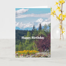 Tarjeta Alaska Denali Paisaje Foto Floral Cumpleaños