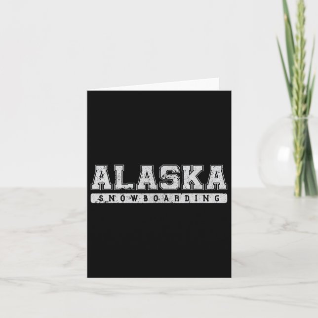 Tarjeta Alaska Snowboarding White Vintage Text (Anverso)