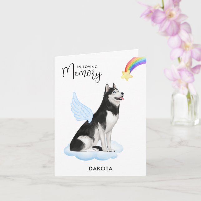 Tarjeta Alaskan Malamute Angel Dog Mascota Pérdida Simpatí (Orquídea)