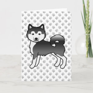 Tarjeta Alaskan Malamute blanco y negro perro de dibujos a