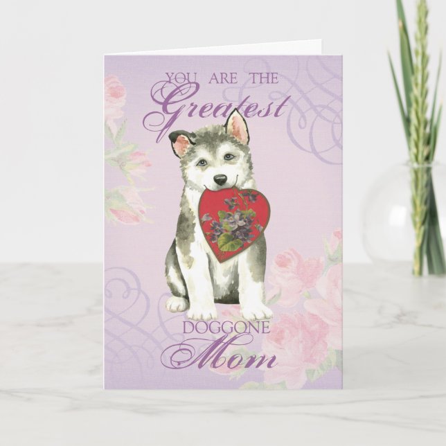 Tarjeta Alaskan Malemute Heart Mom (Anverso)