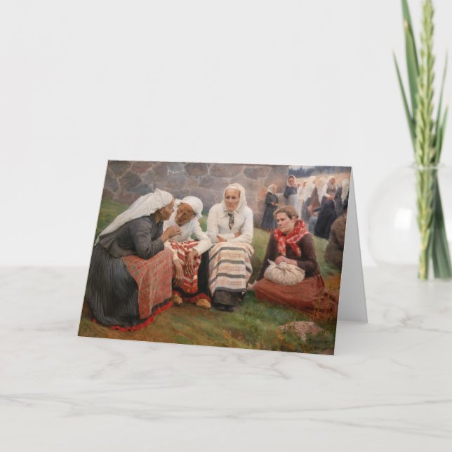 Tarjeta Albert Edelfelt - Mujeres fuera de la iglesia (Anverso)