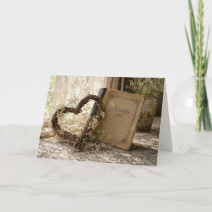 Tarjeta Álbum de fotos de aniversario con corazón de parra