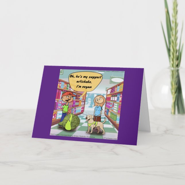 Tarjeta Alcachofa de Soporte Emocional Divertida Cómic (Anverso)