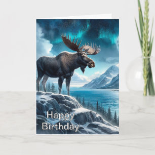 Tarjeta Alce de Alaska de Noche Cumpleaños Naturaleza 