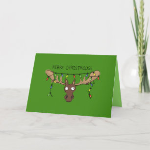 Tarjeta Alce de Navidad Divertido Lindo Animal de Fiesta