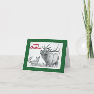 Tarjeta Alce y zorro de Navidad