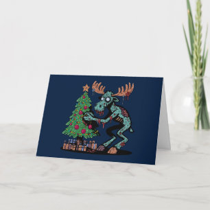 Tarjeta Alce Zombie de Navidad