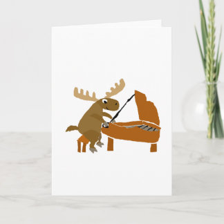 Tarjeta Alces divertidos que juegan arte de la original