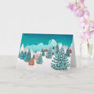 Tarjeta Aldea de invierno y manada