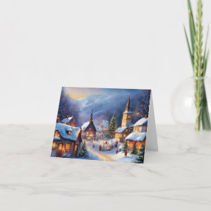 Tarjeta Aldea de los navidades en el invierno de las monta