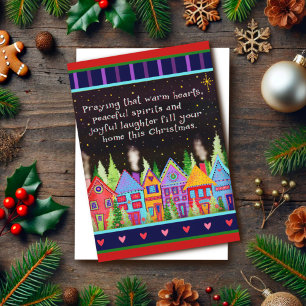 Tarjeta Aldea vecinal de corazones alegres Navidad