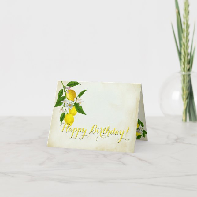 Tarjeta Alegre acuarela Lemones y Flores (Anverso)