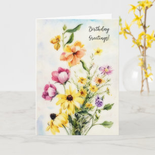 Tarjeta Alegre Bouquet de flores silvestres Cumpleaños
