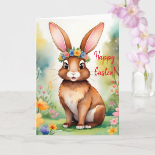 Tarjeta Alegre conejito marrón 1, Pascua