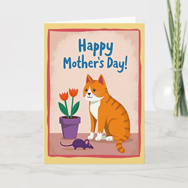 Tarjeta Alegre de Gato Naranja Mate (Anverso)