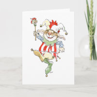 Tarjeta alegre del conejo del bufón