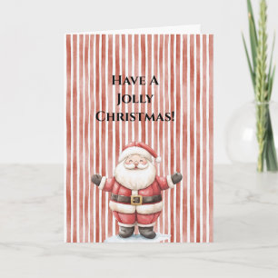 Tarjeta Alegre Navidad Santa Claus Rayas Rojas Navidad