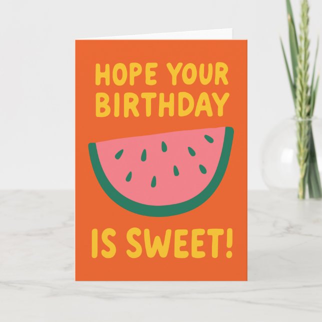 Tarjeta Alegre sandía Naranja fruta amarilla Cumpleaños (Anverso)