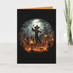 Tarjeta Alegre Skeleton Wites el Fiesta Halloween