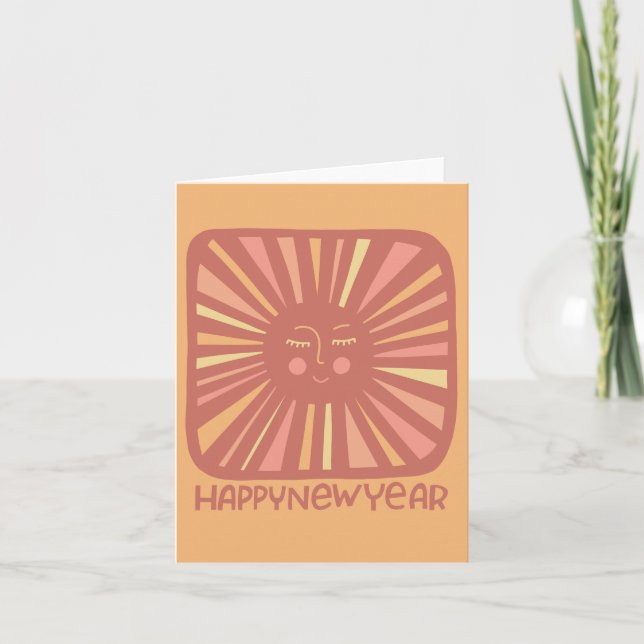 Tarjeta Alegre sol brillante, feliz Personalizar de Año Nu (Anverso)