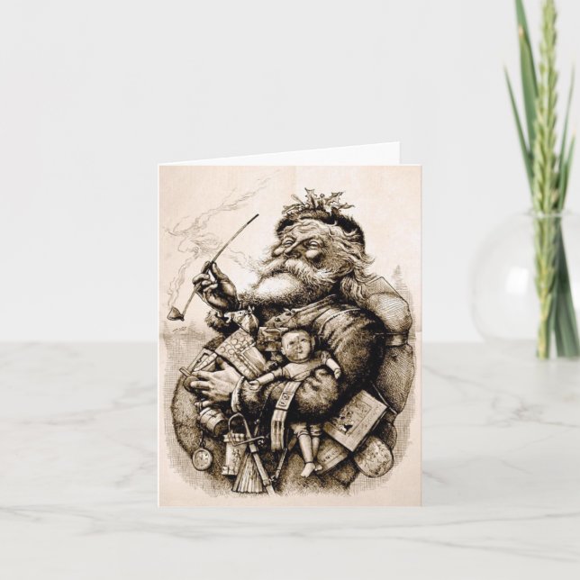 Tarjeta Alegre viejo Santa Claus (Anverso)