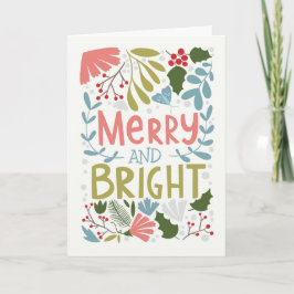 Tarjeta Alegre y brillante con botánicos de Navidad