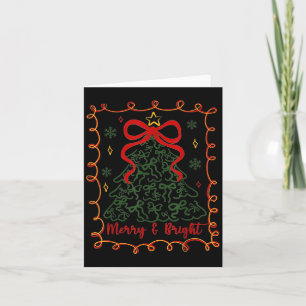 Tarjeta Alegre y Brillante Merry Navidad Coquette Árbol Mu