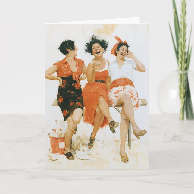 Tarjeta Alegres Amigas de Verano Vintage (Anverso)