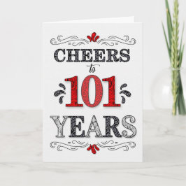 Tarjeta Alegres de cumpleaños 101 en el patrón negro blanc