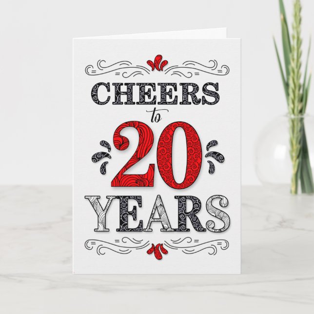Tarjeta Alegres de cumpleaños 20 en el patrón negro blanco (Anverso)