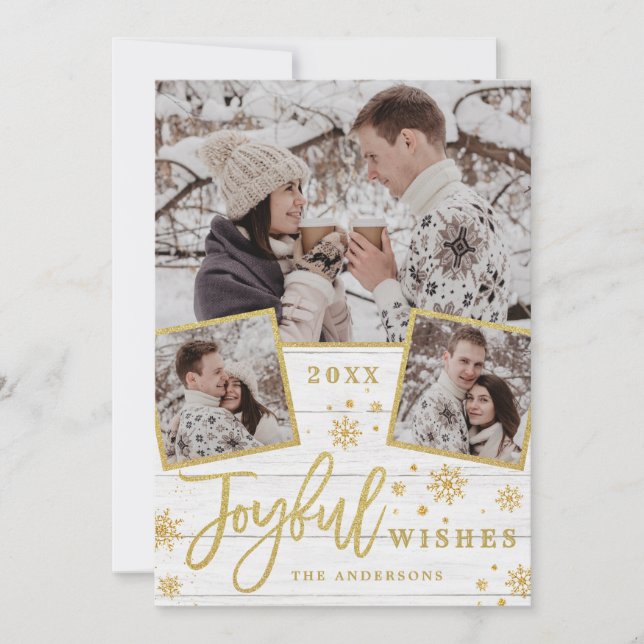 Tarjeta Alegres Navidades desean 3 saludo de feriado fotog (Anverso)