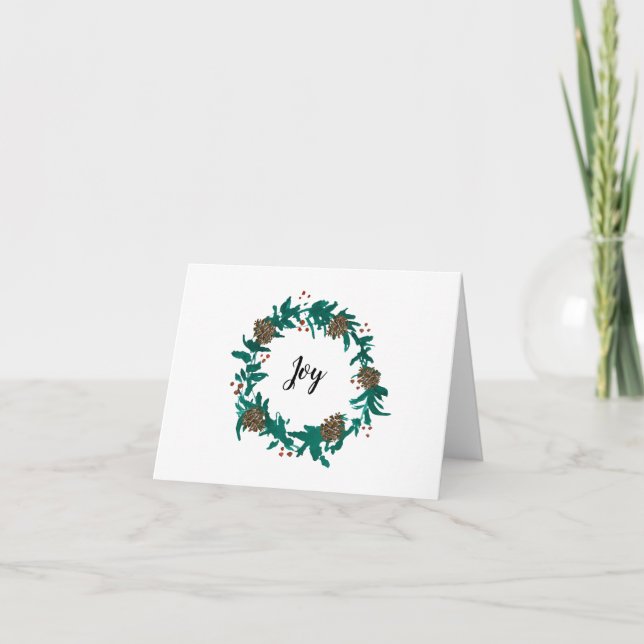 Tarjeta Alegres Navidades Wreath Pintura (Anverso)