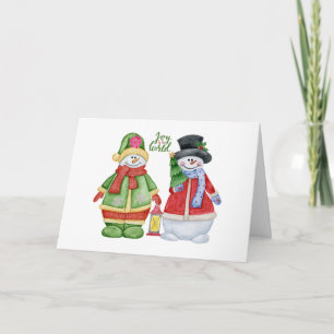 Tarjeta Alegría al mundo - Navidades burdos hombres de nie