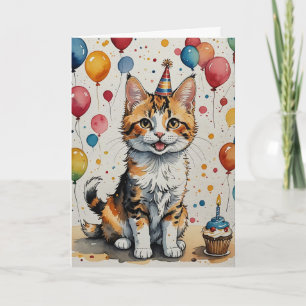 Tarjeta Alegría de cumpleaños de Kitty - Personalizable