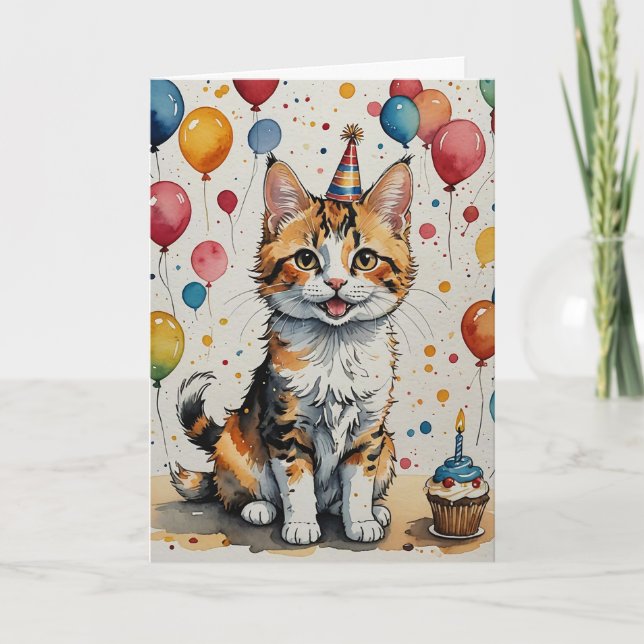 Tarjeta Alegría de cumpleaños de Kitty - Personalizable (Anverso)