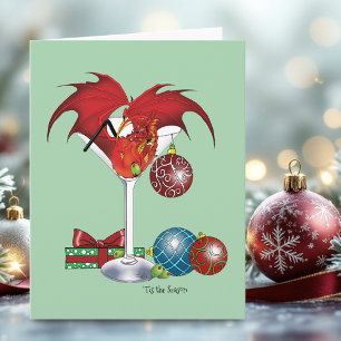 Tarjeta Alegría de la Fiesta de Navidad Cóctel Dragón Rojo