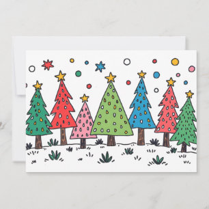 Tarjeta Alegría de la Navidad Dibujo Plano de Arte con Est