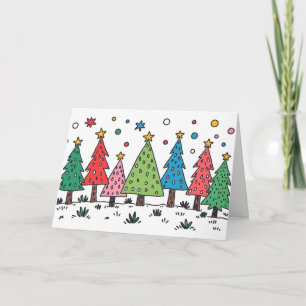 Tarjeta Alegría de la Navidad estilo de arte doodle lindo
