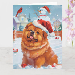 Tarjeta Alegría de los Navidades Chow Chow Winter Wonderla
