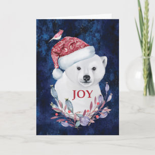 Tarjeta Alegría de los Navidades de pájaro Gorra de oso po